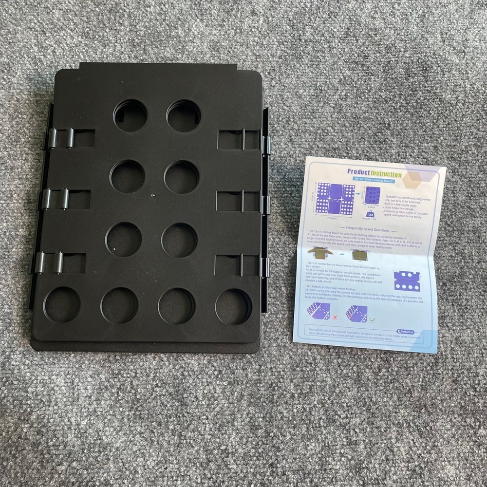V1 Shirt Folding Board‎ Black Adjustable Laundry Folder for T-Shirts and Pants